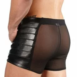 Svenjoyment Underwear Kunstleren Boxer Met Netstof - Zwart-M -Lingerie Setjes Verkoopwinkel achterkant 1