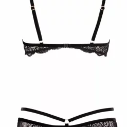 Abierta Fina Adembenemende Fluwelen Body - Zwart-S -Lingerie Setjes Verkoopwinkel adembenemende fluwelen body zwart detail achterkant