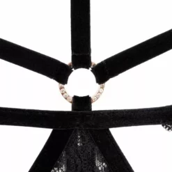 Abierta Fina Adembenemende Fluwelen Body - Zwart-S -Lingerie Setjes Verkoopwinkel adembenemende fluwelen body zwart details achterkant