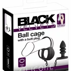Black Velvets Ball Cage Met Buttplug -Lingerie Setjes Verkoopwinkel ball cage met buttplug