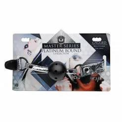 Master Series Ballgag Met Gaten - Zilver / Zwart -Lingerie Setjes Verkoopwinkel ballgag met gaten zilver zwart verpakt