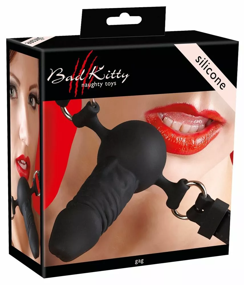 Bad Kitty Ball Gag Penisvorm - Zwart 3 Bad Kitty Ball Gag Penisvorm - Zwart - Afbeelding 3