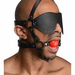 STRICT Blinddoek Harnass Met Rode Ballgag 6 STRICT Blinddoek Harnass Met Rode Ballgag -Lingerie Setjes Verkoopwinkel blinddoek harnass met rode ballgag man