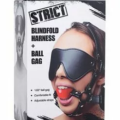 STRICT Blinddoek Harnass Met Rode Ballgag 7 STRICT Blinddoek Harnass Met Rode Ballgag -Lingerie Setjes Verkoopwinkel blinddoek harnass met rode ballgag verpakt