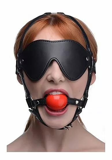 STRICT Blinddoek Harnass Met Rode Ballgag 1 STRICT Blinddoek Harnass Met Rode Ballgag