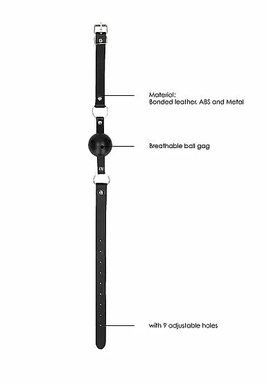 Ouch! Breath Ball Gag - Zwart 6 Ouch! Breath Ball Gag - Zwart - Afbeelding 6