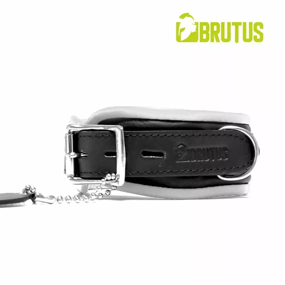 BRUTUS Leren Halsband - Zwart/Wit 1 BRUTUS Leren Halsband - Zwart/Wit