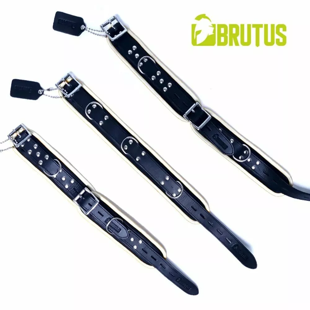 BRUTUS Leren Halsband - Zwart/Wit 2 BRUTUS Leren Halsband - Zwart/Wit - Afbeelding 2