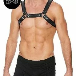 Ouch! Buckle Bulldog Harness - Zwart-S / M