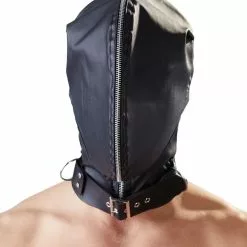 Fetish Collection Dubbele Hoofdmasker Met Halsband En D-Ringen -Lingerie Setjes Verkoopwinkel dubbele hoofdmasker met halsband en d ringen gesloten