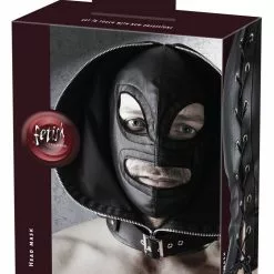 Fetish Collection Dubbele Hoofdmasker Met Halsband En D-Ringen -Lingerie Setjes Verkoopwinkel dubbele hoofdmasker met halsband en d ringen verpakking