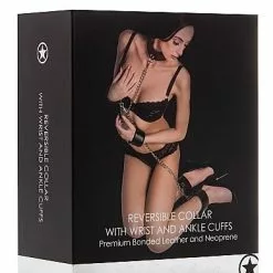 Ouch! Dubbelzijdige Halsband Met Pols En Enkel Boeien -Lingerie Setjes Verkoopwinkel dubbelzijdige halsband met pols en enkel boeien verpakt