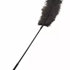 Sportsheets Lange Kietelaar Met Veren - Zwart