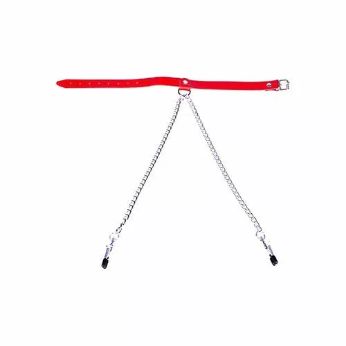 Spartan Steel Rode Collar Met Tepelklemmen 2 Spartan Steel Rode Collar Met Tepelklemmen - Afbeelding 2