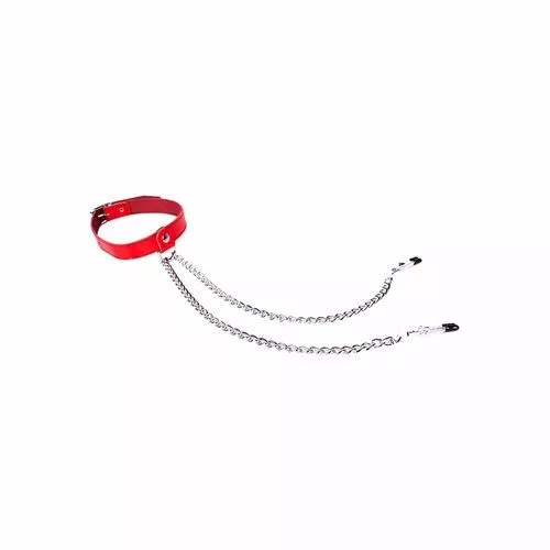 Spartan Steel Rode Collar Met Tepelklemmen 1 Spartan Steel Rode Collar Met Tepelklemmen