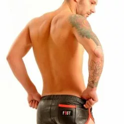 Fist Leren Short - Zwart - Rood-S -Lingerie Setjes Verkoopwinkel fist leren short zwart rood ak