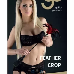 Guilty Pleasure GP Feather Met Spanking Zweep- Zwart-Rood -Lingerie Setjes Verkoopwinkel gp feather met spanking zweep zwart rood verpakt