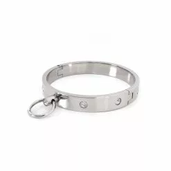 Spartan Steel Halsband Met Diamanten Steentjes L - Zilver