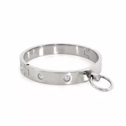 Spartan Steel Halsband Met Diamanten Steentjes M - Zilver -Lingerie Setjes Verkoopwinkel halsband met diamanten steentjes zilver zijkant 1