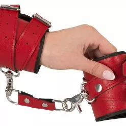 Bad Kitty Harnas Set Met Halsband En Handboeien - Rood -Lingerie Setjes Verkoopwinkel harnas set met halsband en handboeien rood 4
