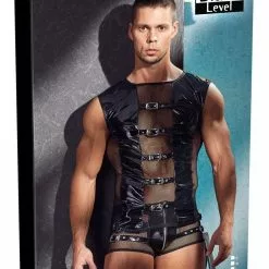 Black Level Heren Lak Shirt Met Riempjes-S 8 Black Level Heren Lak Shirt Met Riempjes-S -Lingerie Setjes Verkoopwinkel heren lak shirt met riempjes verpakt