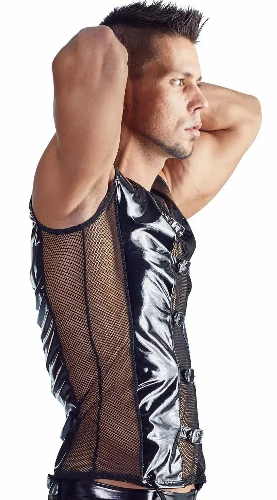 Black Level Heren Lak Shirt Met Riempjes-S 5 Black Level Heren Lak Shirt Met Riempjes-S - Afbeelding 5