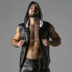 Locker Gear Leatherette Mouwloze Hoody Wit-S -Lingerie Setjes Verkoopwinkel hoody wit 3