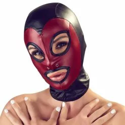 Bad Kitty Hoofdmasker Met Neusgaten - Zwart / Rood -Lingerie Setjes Verkoopwinkel hoofdmasker met neusgaten zwart rood vb