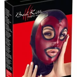 Bad Kitty Hoofdmasker Met Neusgaten - Zwart / Rood -Lingerie Setjes Verkoopwinkel hoofdmasker met neusgaten zwart rood verpakt