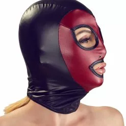 Bad Kitty Hoofdmasker Met Neusgaten - Zwart / Rood -Lingerie Setjes Verkoopwinkel hoofdmasker met neusgaten zwart rood zk