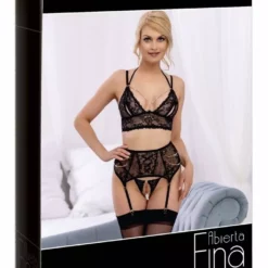 Abierta Fina Kanten Lingerie Set - Roségoud/Zwart-S -Lingerie Setjes Verkoopwinkel kanten lingerie set ros goud zwart 8 1