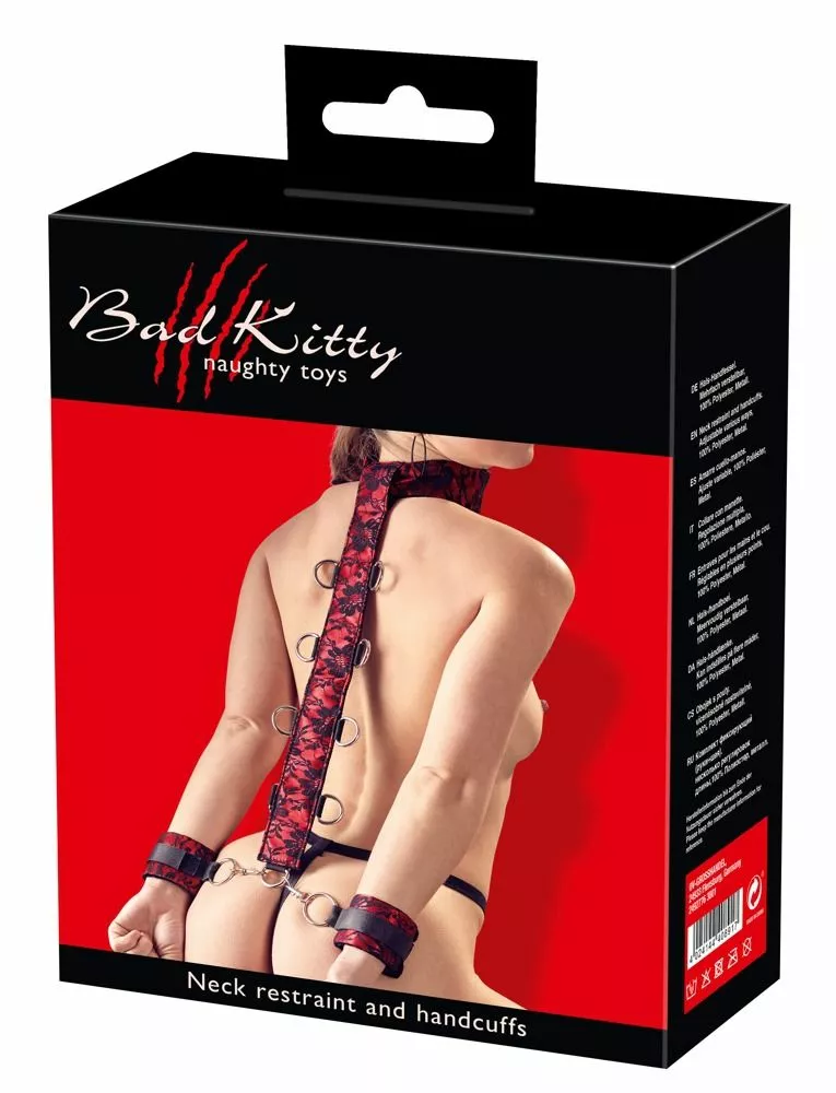 Bad Kitty Kinky Halsband Met Handboeien En D-ringen 6 Bad Kitty Kinky Halsband Met Handboeien En D-ringen - Afbeelding 6
