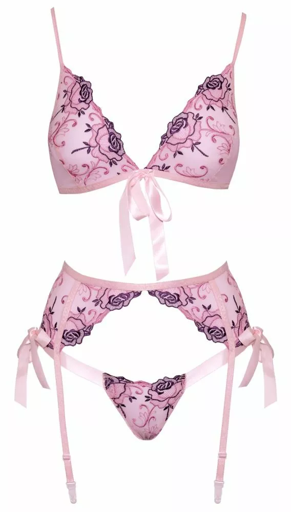 Kissable Lingerie Set Luxueus Bloemenborduurwerk - Roze-L/XL 3 Kissable Lingerie Set Luxueus Bloemenborduurwerk - Roze-L/XL - Afbeelding 3