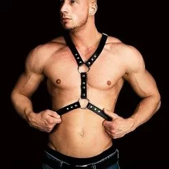 Ouch! Kunstleren Heren Harnas - Thanos -Lingerie Setjes Verkoopwinkel kunstleren heren harnas thanos vk