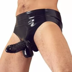 Svenjoyment Underwear Latex Slip Met Penishoes - Zwart-M