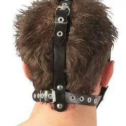 Zado Lederen Hoofdharnas Met Dildo En Mondbal -Lingerie Setjes Verkoopwinkel lederen hoofdharnas met dildo en mondbal achter