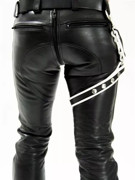 Mister B Leren Beenharnas - Zwart/Wit-S / M 3 Mister B Leren Beenharnas - Zwart/Wit-S / M - Afbeelding 3