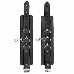 Ouch! Leren Collar & Handboeien - Zwart -Lingerie Setjes Verkoopwinkel leren collar handboeien zwart 8