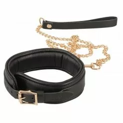 Zado Leren Halsband Met Lijn En Polsband - Zwart* -Lingerie Setjes Verkoopwinkel leren halsband met lijn zwart los 1