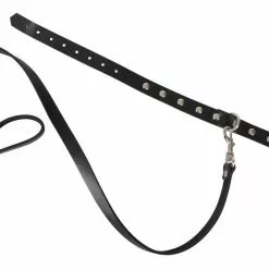 Zado Leren Halsband Met Lijn - Zwart -Lingerie Setjes Verkoopwinkel leren halsband met lijn zwart open