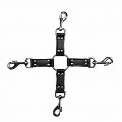 Ouch! Leren Hogtie Met Karabijn Haken - Zwart