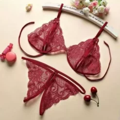 Heaven Collection Linde Peekaboo Lingerie Set - Bordeaux-L/XL