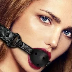 Ouch! Luxe Ball Gag Met Gaten - Zwart -Lingerie Setjes Verkoopwinkel luxe ball gag met gaten zwart