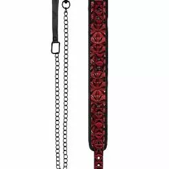 Ouch! Luxe Halsband Met Riem - Rood -Lingerie Setjes Verkoopwinkel luxe halsband met riem rood compleet