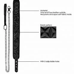 Ouch! Luxe Halsband Met Riem - Zwart -Lingerie Setjes Verkoopwinkel luxe halsband met riem zwart close