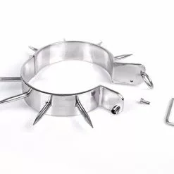 Spartan Steel Metalen Halsband Met Lange Spikes -Lingerie Setjes Verkoopwinkel metalen halsband met lange spikes open