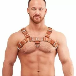 Mister B Leren Harnas Van Zadel Leer - Bruin-S