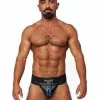 Mister B Leren Premium Jockstrap - Zwart / Blauw-XS