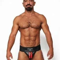 Mister B Leren Premium Jockstrap - Zwart / Rood-XS