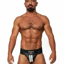 Mister B Leren Premium Jockstrap - Zwart / Wit-XS